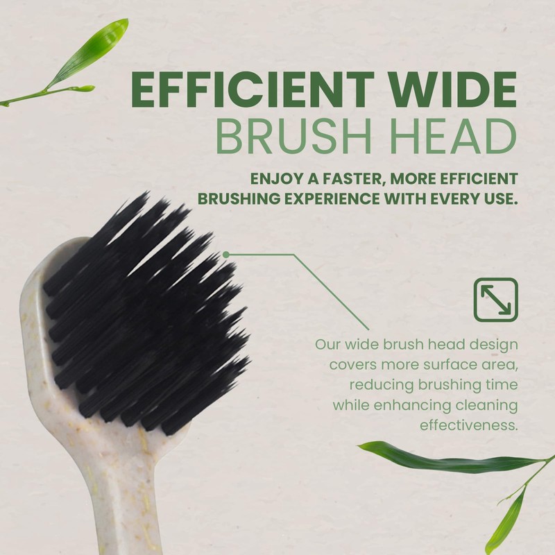 Pursonic Wide Brush Head Charcoal Toothbrush with Eco-Friendly Cedarwood Handle,