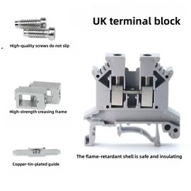 AKINLOAF UK2.5B 10 Gang Box Connector DIN Rail Terminal Blocks, 12-22 AWG, 30 Amp, 600 Volt