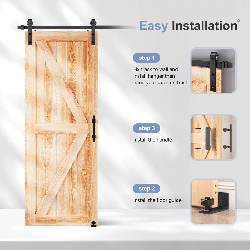 EaseLife 5.3 FT Sliding Barn Door Track and Handle Hardware
