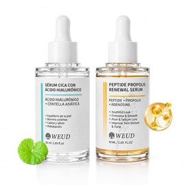 WEUD Centella Asiatica Suero y CICA Péptidos Propóleo Suero, 2 En 1 Kit de Sérum Coreana, Cuidado Antiedad y Reparador, Luminosidad y Piel Radiante,  