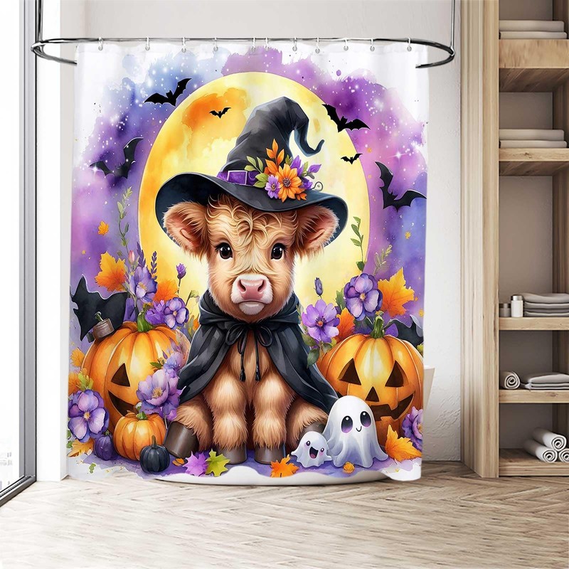 Wollmix Halloween 4 Pcs Bathroom Shower Curtain Sets Decorations with