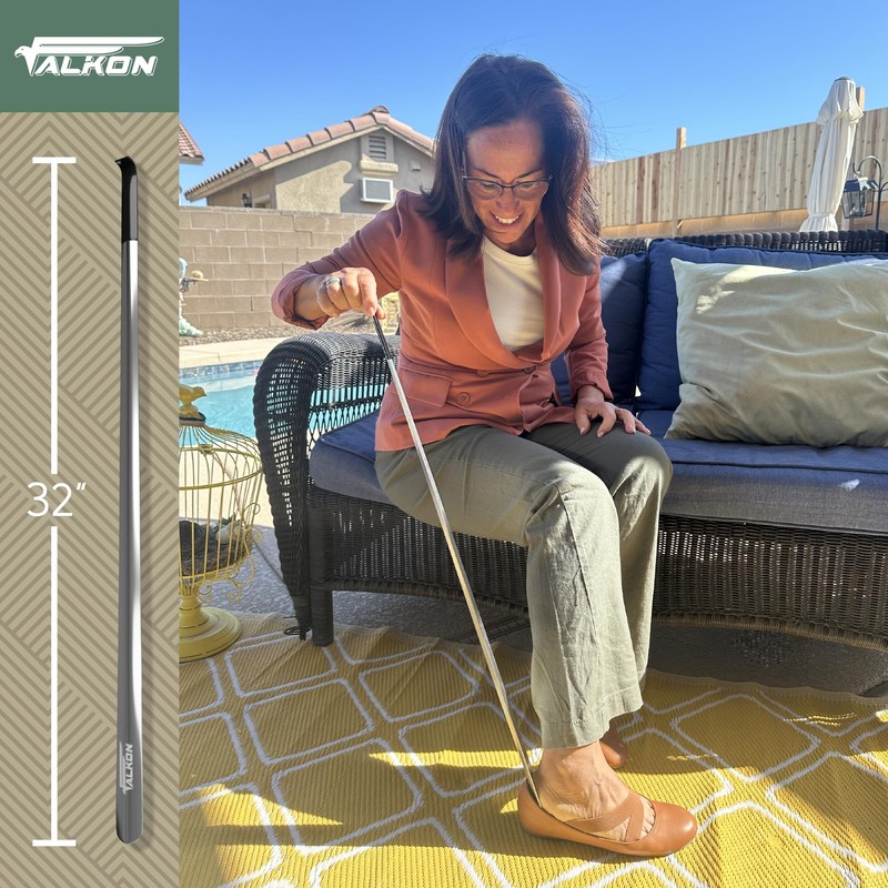 Falkon Extra Long Shoe Horn- 31.8" Metal Shoe Horn Long