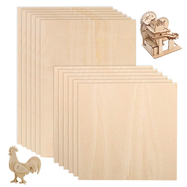 Wooden Panels for Crafts, Pack of 12, Plywood Board, 1.5
