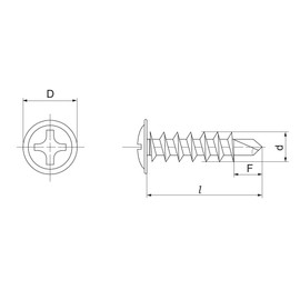Osato 545-238 Drill Screws, Thin Washers, 0.2 inches (4 mm) x Length 0.7 inches (19 mm), Pack of 100