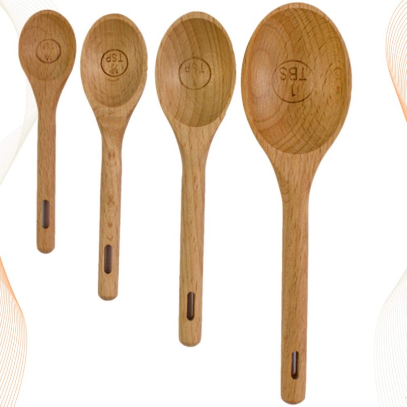 Cabilock Cooking Measuring Spoons Set 4pc Utensils Double-Scale for Coffee