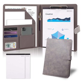 Padfolio Clipboard Folder Portfolio Notepad Organizer, Sbrinnaliao PU Leather Storage Clipboard with Cover for Legal Pad Portfolio A4 Writing Pad for Business School Conference Notepad Clip Board