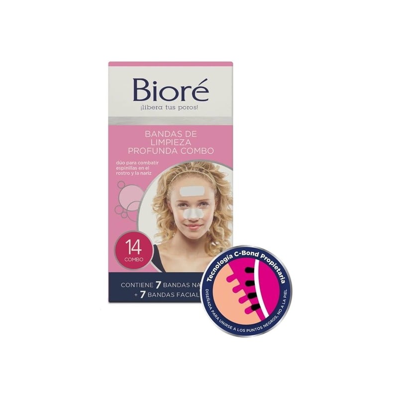 Bandas faciales Bioré limpieza profunda con 14 pzas