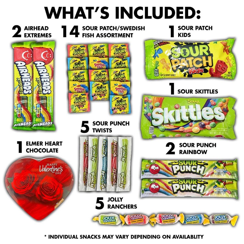 Fun Flavors Box Sour Candy Box Valentines Day Heart Chocolates