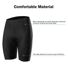 Nooyme Women’s Cycling Shorts - Padded, Quick-Drying Cycling Shorts - Elastic Cycling Shorts with Wide Thick 3D Seat Padding - black, size: xl