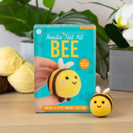 Gift Republic Bee Needle Felting Craft Kit – Complete DIY Set to Create Fuzzy Bee – Gift for Birthday/Easter/Christmas for Kids, Teens, & Adults Includes Roving Wool, Needles + Felting Pad