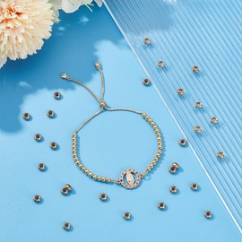 UNICRAFTALE 30pcs Gold Hole 2mm 304 Stainless Steel Round Beads, Ball Beads, Stopper Beads, Spacer Beads, Slider Beads, Rubber Rondelle Beads, Round Beads, Metal Beads, Accessory Parts, DIY Supplies,