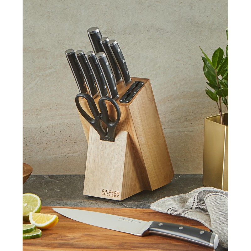 Chicago Cutlery Damen (10-PC) Built-In Sharpener Kitchen Knife Block Set