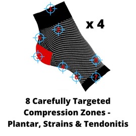 Atlecko 12-Piece Plantar Fasciitis Socks Kit, 2 PAIRS & Accessories - Compression Foot Sleeves, Arthritis Pain Relief, Ankle Support Brace Men & Women (S / M)