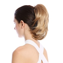 WIG ME UP - MKB-29-V-19 Hairpiece Ponytail Clip Combs Short Slightly Wavy Straight to Wavy Dark Blonde Ash Blonde