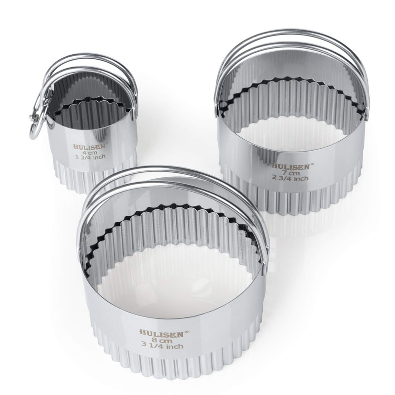 HULISEN Cookie Cutter Set (3 Pieces/Set), Round Crinkle Cutter with