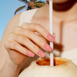 DANNI & TONI Semi Cured Gel Nail Strips Blush Pink Gel Nail Wraps 28 Stickers (Sunny Blush)