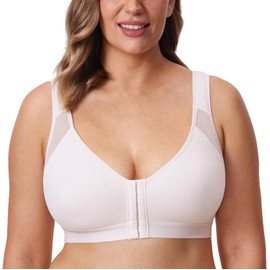 DELIMIRA Women's Front Fastening Wireless Comfort Non Padded Back Support Bra Coconut White 34C