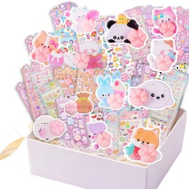 Squishy Sticker, 3D Squishy Sticker, Deco Sticker, 3D Sticker, Animal, Cute, Diary, Notebook, DIY Decoration, Stationery, Kids, Girls, Boys, Rewards, Birthday, School Entrance Celebration, Present