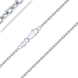 PLANETYS - Anchor Chain Diamond-Coated 925 Sterling Silver Rhodium-Plated Chain - Necklace - 2.5 mm Width - Various Lengths: 40-45-50-55-60-65-70 cm, Sterling Silver