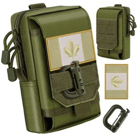 bvya Tactical Phone Pouch, Multi-Purpose Utility Tool Pocket Molle Phone Holster Waist Belt Pouch with CA Flag Patch and D-Ring