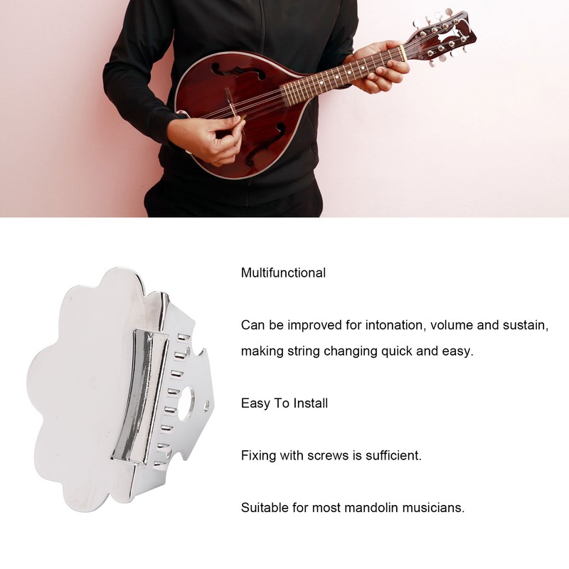 Mandolin Tailpiece Zinc Alloy 8 Strings Triangle Shape Mandolin Tailpiece