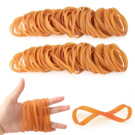 Rubber Bands, Pack of 100 Rubber Rings Wide 60 x 6 mm Household Rubber, Durable and Tear-Resistant Rubbers Reusable Office Household Rubber, Dark Yellow