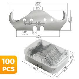 100PCS Utility Hook Blades, SK5 Carbon Steel Super Big Hook Trimming Blades, Safety Horn Knife Blade for Wallpaper, Cutting Carpets, Roofing, Industry Materials