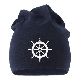 MoonWorks Jersey Beanie Unicorn Anchor Hipster Kackheaufen Läuft Meow Hat Star Men Women, Steering wheel navy