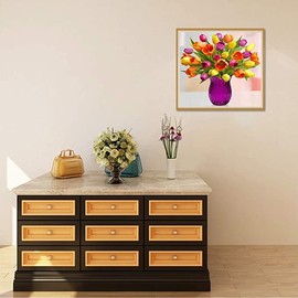 Reofrey 5D Diamond Painting Accessories Flower, DIY Full Drill Landscape Diamond Painting Picture Set Diamond Painting Full Drill Cross Stitch Adult Embroidery Crystal Rhinestone Photo Craft for Home