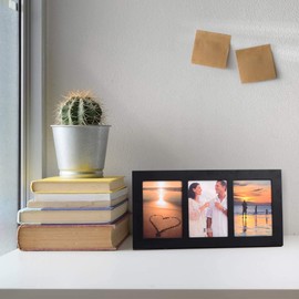 UMICAL 4x6 3-Opening Collage Picture Frame with Shatter-Resistant Glass & Black Wood Photo Frames for 4x6 Inch Pictures Display Made for Tabletop Stand and Wall Mounting