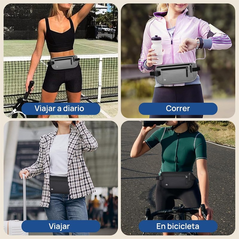 Cangurera de Viaje 2 Piezas, Cinturón de Viaje con Bloqueo