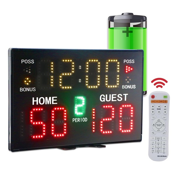 YZ Battery Powered Electronic Basketball Scoreboard Timer Clock with Buzzer, Portable Tabletop Digital Scoreboard with Remote, Wall-Mounted Professional Score Clock Score Keeper for Multisports