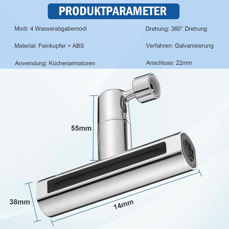 Tap Attachment Swivelling, Tap Extension, Aerators for Taps, Multifunctional 4