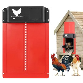 Automatic Chicken Flap, Electric Chicken Flap, Automatic Door Opener, Chicken Coop, Chicken Door Including Slider with Guide Rails, Safe Chicken Breeding (Red) 2023 Chicken Coop
