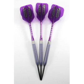 Purple Pizzzazzz 90% Tungsten Darts - 22g Grams - Professional, Tournament Steel Darts + Upgrade Kit