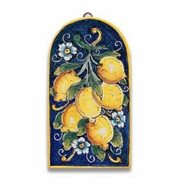 First Stones Hand Painted Arch-Shaped Lemon Tile Handmade in Italy