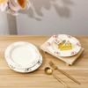 Koythin 8-inch Ceramic Dinner Plates with Bow Design, Microwave Safe