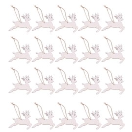 Happyyami 30pcs Unfinished Wood Christmas Ornaments Wooden Reindeer Cutouts Hanging Christmas Tree Decorations Xmas DIY Wood Craft for Painting Drawing