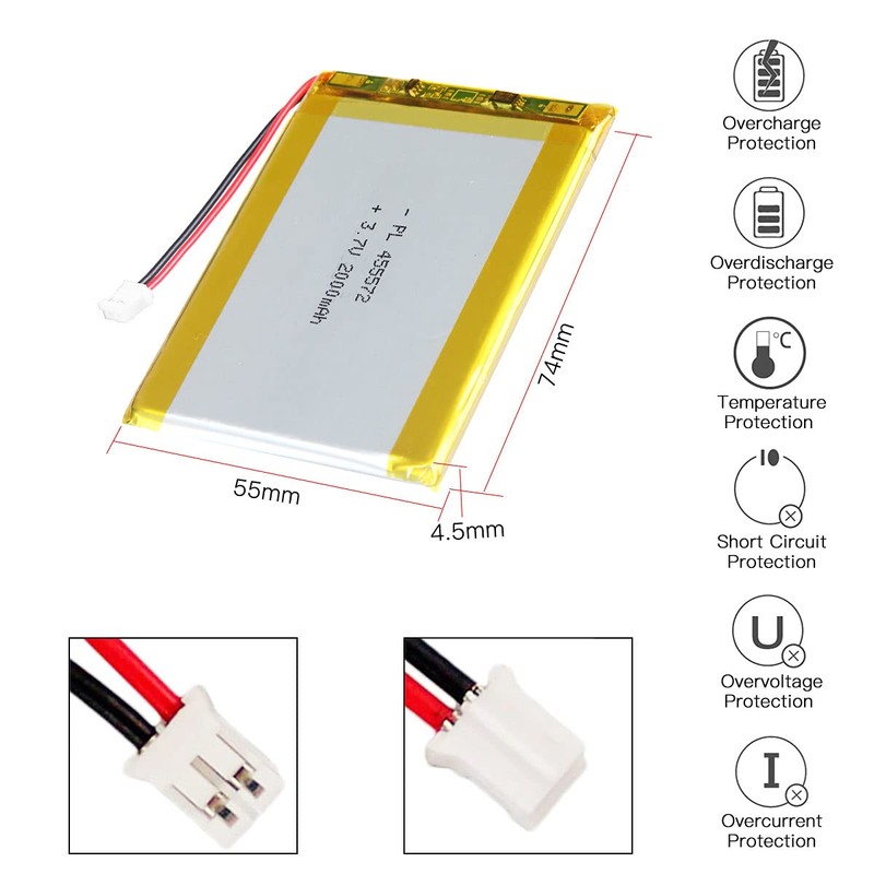 YTKavq 455572 - Batería de iones de litio (3,7 V,