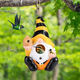 Yinns Resin Bird House, Birdhouses for Outdoors, Decorative Bird Houses, Hanging Funny Gnomes Birdhouse for Outside Cardinal Bluebird Wild Birds