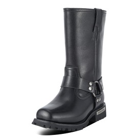 RiderVibe Motorcycle Boots for Women Black Mid Calf Motorcycle Riding Boots Waterproof PU Leather Boots for Riding and Daily (Szie 11)