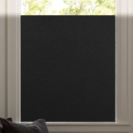 rabbitgoo Total Blackout Window Film, Sun Blocking Room Darkening Window Cling, Static Cling Heat Blocking Shade Removable Tint for Day Sleepers, Matte Black, 23.6"x157.4"