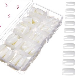 500 Pieces of Artificial Fingernails Natural False Art Coffin Nails Tips for Women Girls