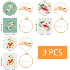 Traziewell Embroidery Starter Kit for Adults 3 Pack Embroidery Kit for Beginners with Pattern and Instructions Cross Stitch Kits Include Embroidery Cloth Hoops Threads 1723