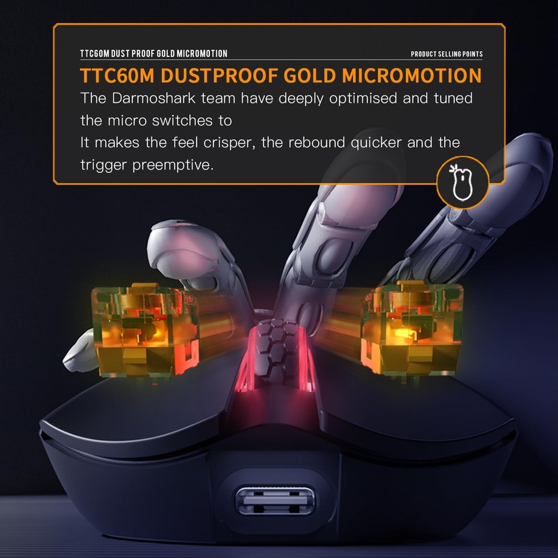 Darmoshark M3Pro Wireless Gaming Mouse,Tri-Mode 2.4G/USB-C/Bluetooth Mouse Up to 26000DPI,PAW3395