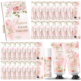 Dansib Dansib 30 Pack Baby Shower Hand Cream & Lip Balm Baby Shower Games Prizes Party Favors with 1 Wooden Stand for Guests for Gender Reveal Souvenirs, Gift Bags Stuffers (Flower Style)