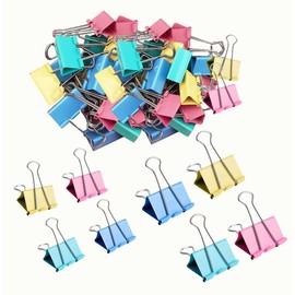 60pcs Colored Binder Clips Paper Clamps Assorted Size Small, Medium, Large Binder Paper Clips