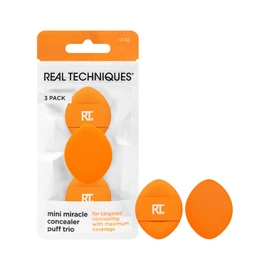 Real Techniques Mini Miracle Concealer Puff Trio Small Makeup Puff for Liquid and Creamy Foundation and Concealer, Targeted Coverage (3 Pack)