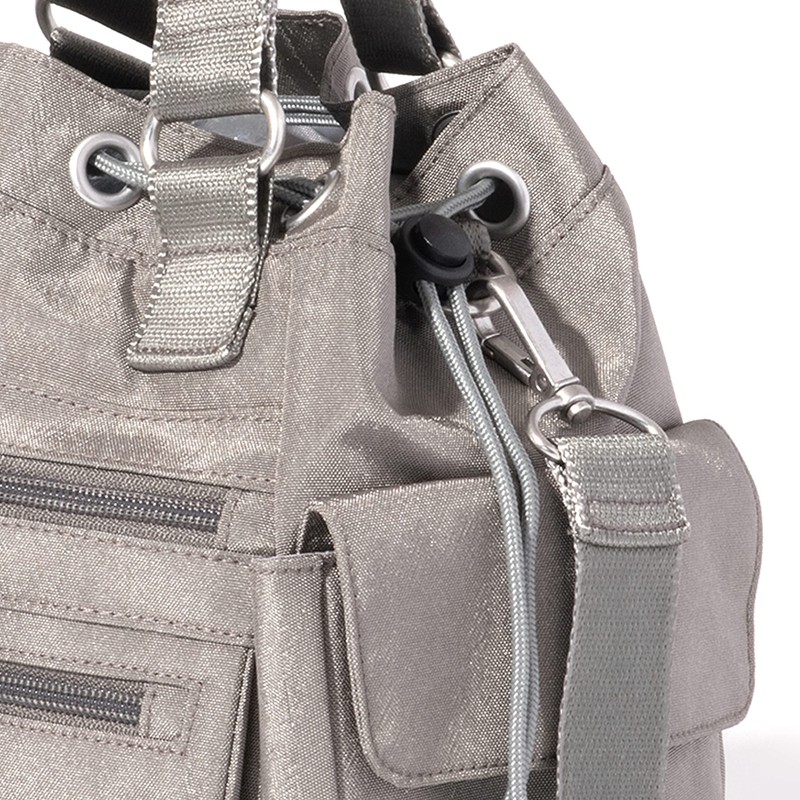 Baggallini Women's Modern Everywhere Drawstring Bag, Sterling Shimmer, One Size,