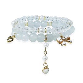 Kawaii Crystal Beads Cartoon Charm Bracelets - 8mm Crystal Beads Elastic Beaded Bracelets, Cute Jewelry Gift for Girls, Birthday, Party Favors, Friendship Gifts